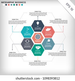 Simple Vector of Hexagon Infographic template, Business template for presentation, element of target, Illustration, flowchart, layout, Creative infographic Idea concept, content. 