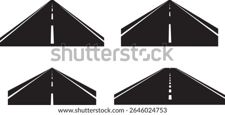 Simple vector highway with dashed white center and clean background.