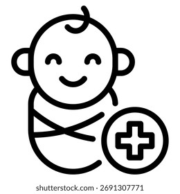 Vector sencillo de una cama hospitalaria con un paciente infantil.