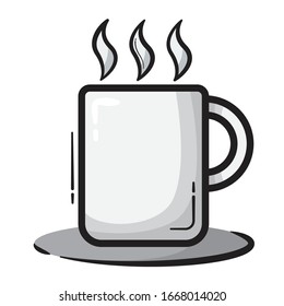 Simple vector hot coffee icon 
full color on white background with cartoon style