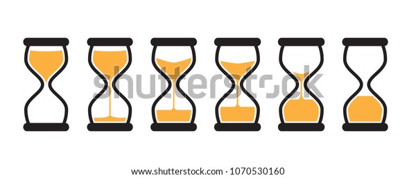 Simple Vector Hourglass Collection. Sand\
Clocks for Sprite Sheet Animation. Vintage Hourglass Timer Sand as\
Countdown Illustration