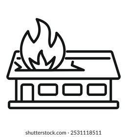 Simple vector of a house with flames erupting from its roof, representing a house fire