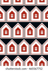 Simple vector houses continuous background. Property developer conceptual elements, real estate theme.  Building modeling and engineering projects idea seamless pattern. 