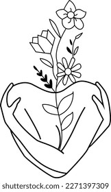 simple vector hug yourself black white flower