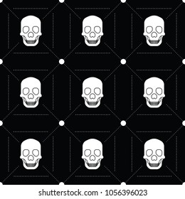 A simple vector human skull pattern over a black background.