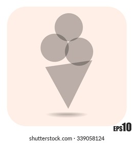 Simple vector ice cream, cone with three balls