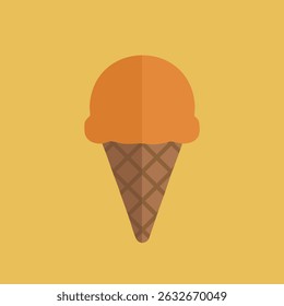 A simple vector ice cream graphic with a cone, on a yellow background, perfect for dessert designs.