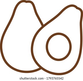 Simple Vector Icon Avocado in Brown