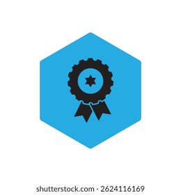 Um simples ícone vetorial de um emblema de prêmio com uma estrela, perfeito para sites e aplicativos.