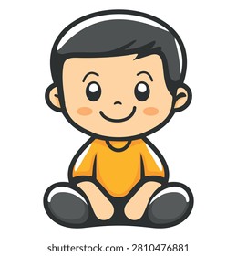 simple vector icon of a baby sitting on the floor, symbol representing infancy, childhood and childcare