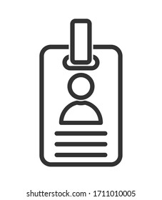 simple vector icon of a badge or ID card. Simple stock design isolated on a white background for websites and apps, empty outline.
