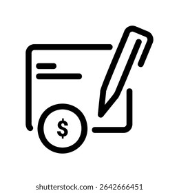 Simple vector icon bank personal check