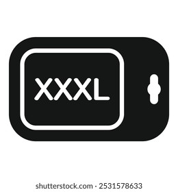 Simple vector icon of a black clothing tag with the size xxxxl