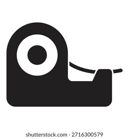 Icono de Vector simple de un dispensador de cinta negra, perfecto para representar suministros de oficina, empaques o actividades de fabricación