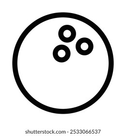 Simple vector icon of a bowling ball, ideal for sports, leisure, or recreation themes. Editable stroke.