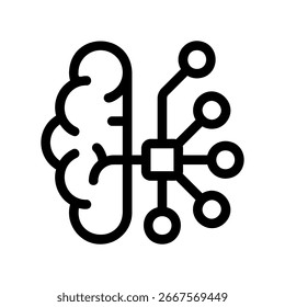 Simple vector icon brain, computer