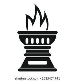 Simple vector icon of a brazier burning with high flames, perfect for outdoor cooking