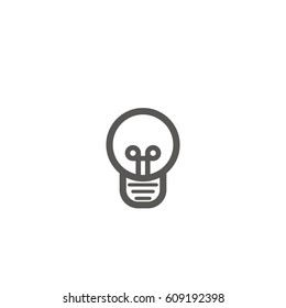 Simple vector icon of a bulb. Traditional round form. Silhouette.
