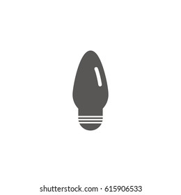 Simple vector icon of a bulb. Traditional ellipse form. Silhouette.
