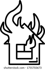 Simple vector icon with a burning country house. Concept - Importance of Real Estate Monitoring and Insurance