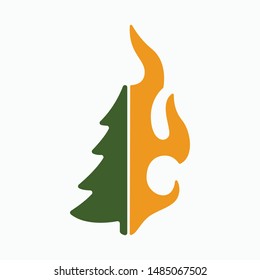 Simple vector icon, burning tree