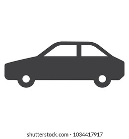 Simple vector icon car, automobile grey silhouette. Transport or transportation sign, symbol