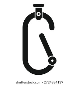 Einfaches Vektorsymbol eines Karabiners, einer spezialisierten Art von Bügel, die zum Herstellen von Verbindungen beim Klettern verwendet wird