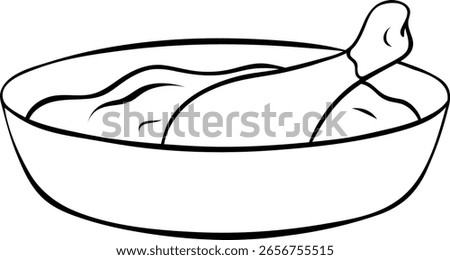 simple vector icon of chakhokhbili with chicken, Georgian national cuisine, black and white hand-drawn icons