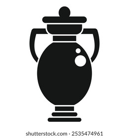 Simple vector icon of a chemical flask with bubbles, isolated on a white background