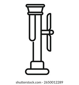 Simple vector icon of a chemistry experiment setup, featuring a beaker on a stand with a bunsen burner