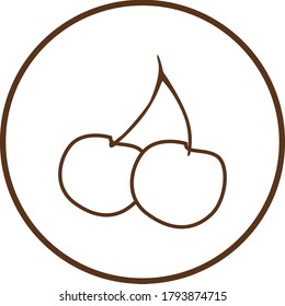 Simple Vector Icon Cherry in Brown