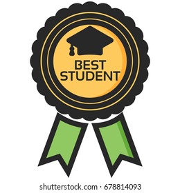 Simple Vector Icon of a classic encouragement badge in flat style. Pixel perfect. Basic education element. School theme. Back to college.
