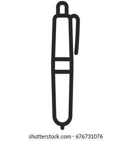 Simple Vector Icon of a classic pen in line art style. Pixel perfect. Basic education element. School and office tool.Back to college.