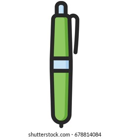 Simple Vector Icon of a classic pen in flat style. Pixel perfect. Basic education element. School and office tool.Back to college.