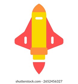 Simple vector icon of a classic retro spaceship.