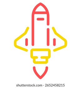 Simple vector icon of a classic retro spaceship.