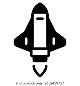 Simple vector icon of a classic retro spaceship.