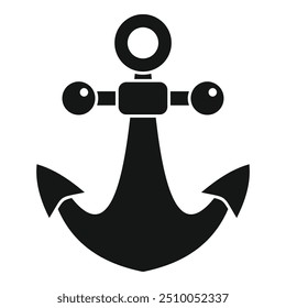 Simple vector icon of a classic ship anchor with ring on top