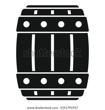Simple vector icon of a classic wooden barrel, ideal for representing brewery, distillery, or beverage related themes