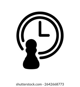 Simple vector icon clock, pawn