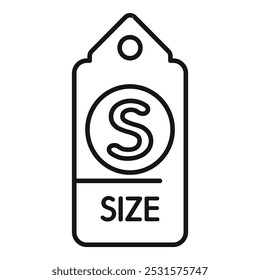 Simple vector icon of a clothes tag showing size s, ideal for e commerce and online shops