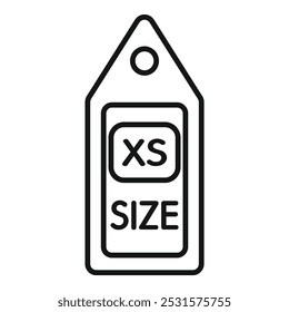 Simple vector icon of a clothing tag showing extra small size, for use in e commerce and online retail