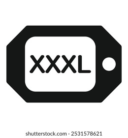 Simple vector icon of a clothing tag showing size as xxxl, isolated on a white background