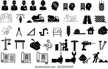 Simple vector icon collection about construction