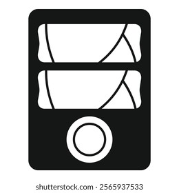 Simple vector icon of a computer system unit with a button