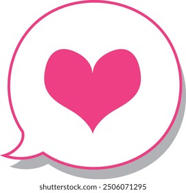 «Simple Vector Icon of a Cute Pink Heart Speech Bubble for Use in Web and Flyer Diseños»