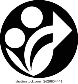 Simple vector icon depicting a person with an arrow in a circle design