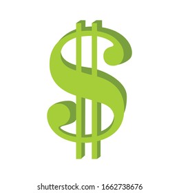 Simple Vector Icon Design of a Dollar in Green