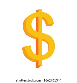 Simple Vector Icon Design of a Dollar in Yellow