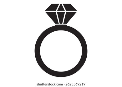 Simple vector icon of a diamond ring silhouette.